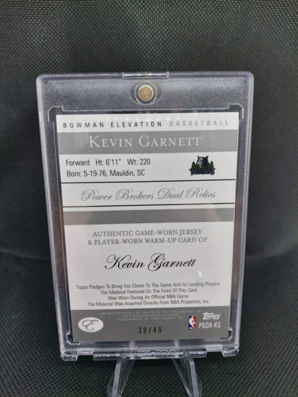2006-2007 Topps Bowmans Elevation Kevin Garnett #PBDR-KG 39/49 - Image 2