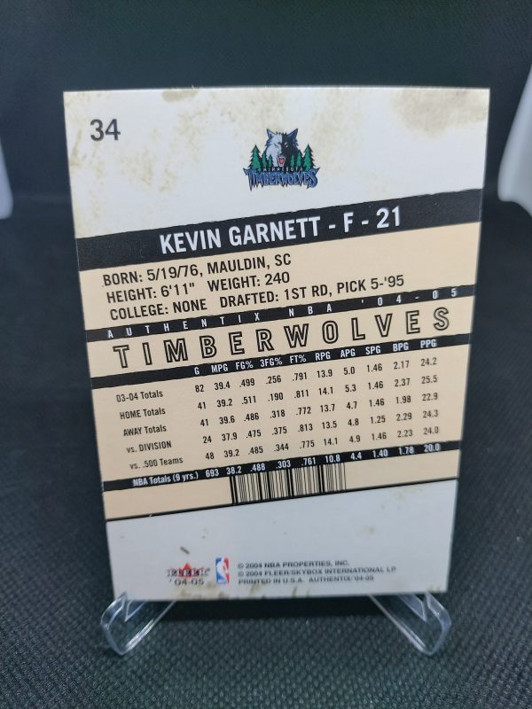 2004-2005 Fleer Authentix Kevin Garnett #34 - Image 5